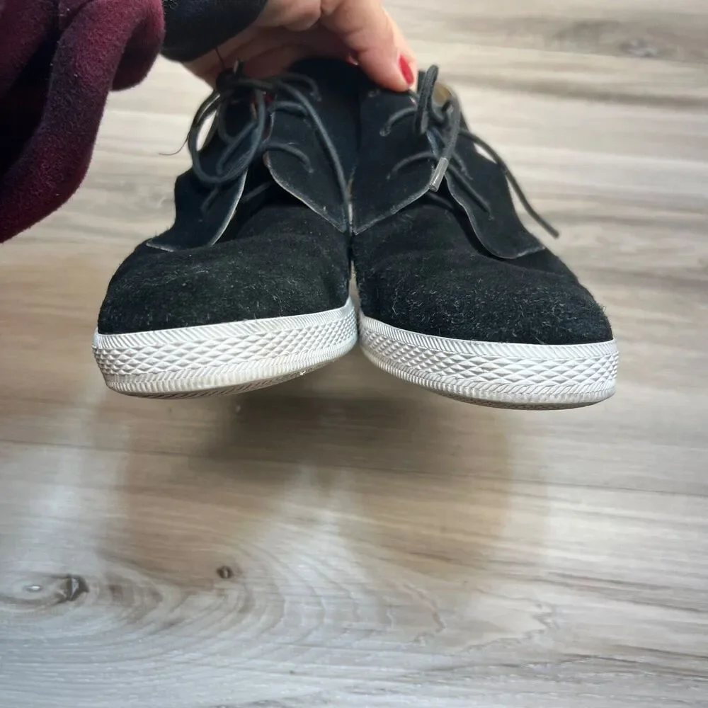 All Black Womens Micro Suede Lace Up Shoes Size 40 US 9 Black Side Cut - Picture 5 of 11